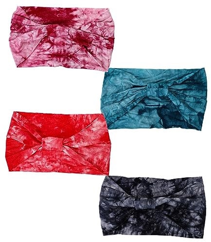 Boho Stirnbänder 4 Stück Packung aus Stoff für Frauen und Teens