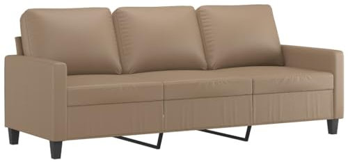 vidaXL Sofa 3-Sitzer, Loungesofa Couch mit Armlehnen Rückenkissen, Wohnzimmersofa Designsofa Metallgestell, Sitzmöbel Dreisitzer, Modern, Cappuccino-Braun Kunstleder