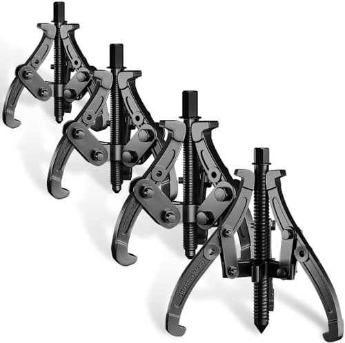 4-tlg Lagerabzieher 75/100/150/200mm mit 3-armig Für Kugellager, Zwei- oder drei Backenabzieher, Einstellbare Außen-/Innenabzieher 3+4+6+8”, KFZ Abzieher Werkzeug Polradabzieher Abziehersatz 1-4.4T