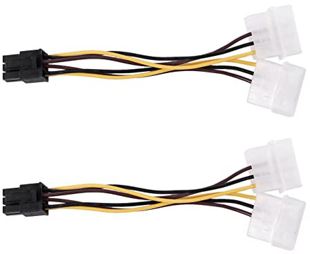 Niniang 2X A PCI-E Dual IDE 4 Pin to 6 Pin Graphics Card Power Connector Cable Adapter