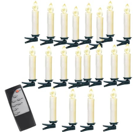 Shenrongtong Candele LED Candele LED Natalizie con Telecomando Candele LED Natalizie Lume di Candela LED Senza Fili con Timer 6H Set di Candele Senza Fiamma Incorporato da 10/20/30
