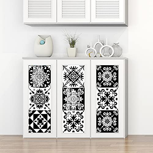 FliesenaufkleberMandala White Mosaikfliesen PVC Klebefliesen Wasserdicht Fliesenaufkleber Bad Küchenrückwand Selbstklebend Ölfest Tile Sticker Wandfliesen Fliesen Folie Abziehbar 30x30cm/10 Pcs