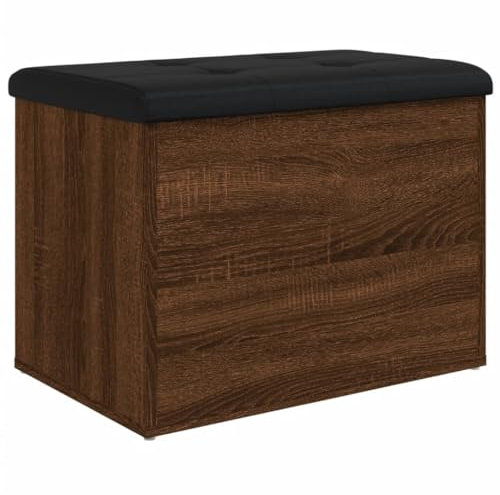 vidaXL Banc de Rangement, Coffre de Rangement avec Coussin, Organisateur de Vêtements Jouets Couloir Salon, Moderne, Chêne Marron Bois d'Ingénierie