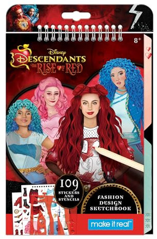 Make It Real: Descendants 4 Rise of Red Fashion Design-Skizzenbuch, enthält 109 Aufkleber und Schablonen, Stilmodelle, Disney, Mädchen und Kinder ab 8 Jahren