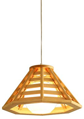 MODEBHD Einzelkopf-Pendelleuchte aus natürlichem Bambus, pastoraler Stil, für Zuhause, handgewebter Kronleuchter, Holz-Hängelampe, 1-flammige Doppeldeck-Deckenlampe, E27-Sockel, Hängelampe