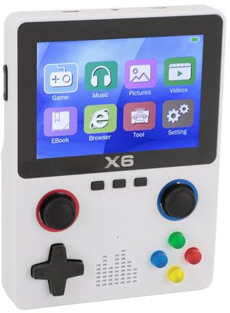 Console di Gioco Portatile X6 con Scheda 32G, Console di Gioco retrò Portatile, Emulatore di Mini Videogiochi da 3,5 Pollici - 11 Emulatori Supportati, Oltre 10000 Giochi (WHITE)