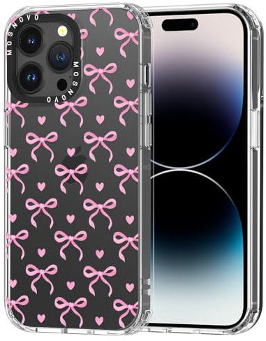 MOSNOVO Case for iPhone 14 Pro Max, [Buffertech 6.6ft Military-Grade Drop Protection] [Anti Peel Off Tech] Clear TPU Bumper Phone Case Cover Design - Bowtiful Love