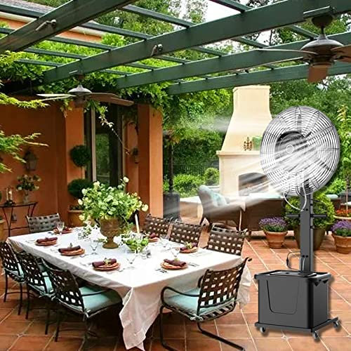 WANGXLGD Floor Fan with Mist, Outdoor Misting Oscillating Pedestal Fan with 12 Gallon Tank, 3 Speeds Outdoor Fan Garden Backyard Misters for Cooling (81cm/31.9in)