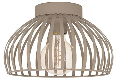 Eglo Ceiling Lamp Mogano 3, Flush Mount Light Fixture for Living Room | bedroom lighting, metal beige, E27 socket, Ø 28 cm