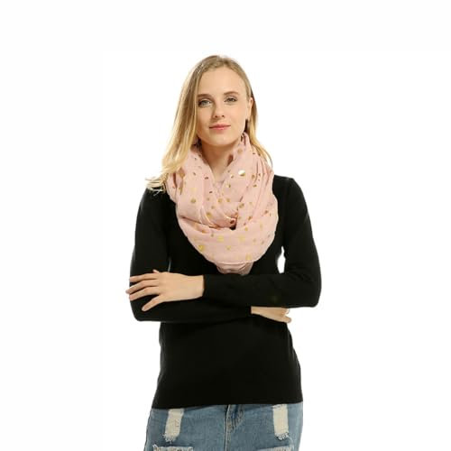 MAKFORT Damen Loop Schal Neu Schlauchschal mit Silbernen Punkten Muster