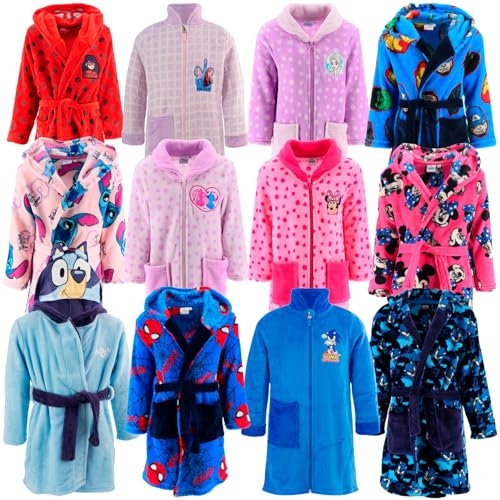 Characters Cartoons - Vestaglia Giacca da Camera in Pile a Pelo Lungo (Coral Fleece) - Full Print - Bambina Bambino [Blu 2156-3 Anni]