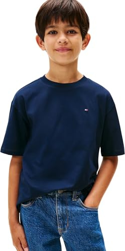 Tommy Hilfiger Jungen T-Shirt Kurzarm Essential Archive aus Baumwolle, Blau (Dark Night Navy), 12 Jahre