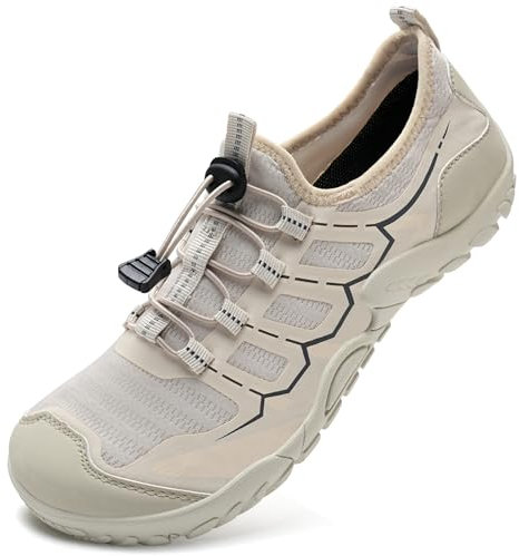 IceUnicorn Barfuss Schuhe Damen Fitnessschuhe Wasserschuhe Herren Strandschuhe Leichte Atmungsaktiv Sommer(Gewinner Beige,39EU)