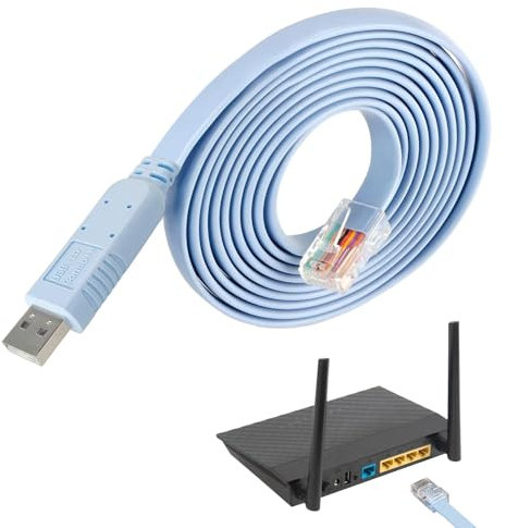 Eophmi USB to RJ45 Console Cable, Ethernet to USB Cable, 1.8m/6 Ft, Blue, Compatible with Cisco, Huawei, Windows 7, 8, 10, XP/Vista/MAC/Linux