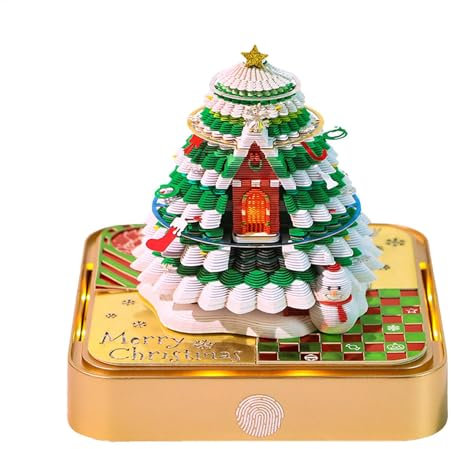 2025 3D Schreibtisch Kalender - 3D Papier Bastelkalender 2025 Kreativer 3D Notizblockkalender | Memo Pad 2025 Tisch-Weihnachtsbaumkalender, Schöne 3D-Modellierung Basteldekoration für Schlafzimmer