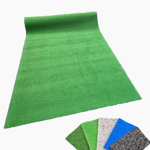 MadeInNature, Gazon synthétique Extérieur, PREMIUM, Gazon artificiel, faux gazon au mètre, Idéal pour terrasse balcon et jardin, vert foncé 4x4m