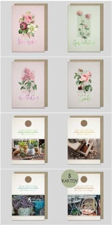 Michel Verlag 8er Glückwunschkarten Set mit Umschlag MODERN - NATURNAH - Hochwertig - ZUM GEBURTSTAG - NEUTRALE WÜNSCHE - Klappkarten als Set für Männer und Frauen - MADE IN GERMANY!