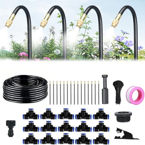 HIDRUO 360° Curved Garden Automatic Irrigation System,Garden Watering System, Drip Irrigation System,Adjustable Nozzle,for Outdoor Plants (49.2Ft Set (49.2Ft hose + 15 Nozzles))