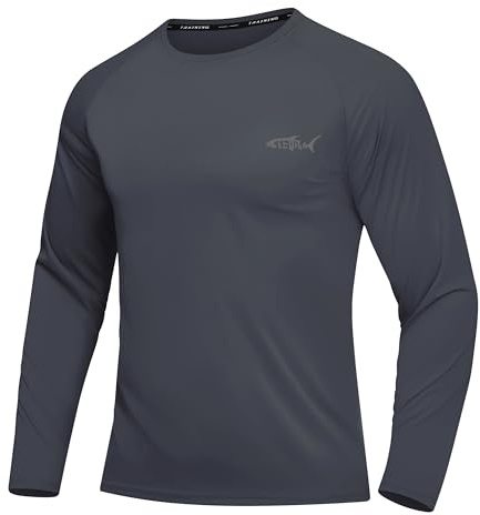 DEHORU Men's UPF 50+ Long Sleeve Rash Guard Swim Top UV Shirt(DG M)
