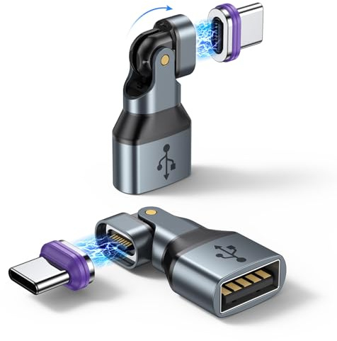 AUFU USB auf USB C Magnet Adapter 2 Stück, 16PIN 18W OTG Adapter USBC 2.0 Type C Magnetischer für Phone 16 15 Pro Max, Mac-Book Pro, Galaxy S25 und Typ C Geräte