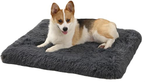 LuckyZoo77 Hundebett, Flauschige Hundematten, 50x40cm Dunkelgrau | hundekissen waschbar mit weicher Polsterung, rutschfest, für kleine Hunde & Katzen