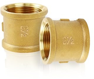 YOUZMY 2 pièces manchon en laiton double mamelon 1/2 pouce IG x IG, adaptateur de connecteur à filetage interne, manchon en laiton double manchon1/2 pouce, raccordement à double manchon po (1/2)