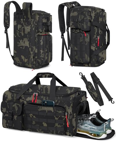 RAINSMORE Sports Gym Bag Mens Duffel Bag with Shoes & Laptop Compartment