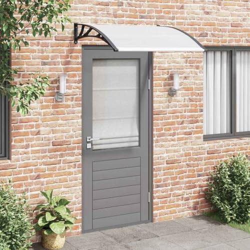 Mokuyary Door Canopy 120 x 100 cm PC Canopy for Windows, Canopy Front Door Rain and Sun Protection Pent Arch Canopy, Window Canopy, Roof Cover, Door Roof for Entrance Area