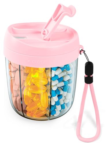 Fefod Pastillero Semanal 1 Toma, Contenedor de Pastillas con 7 Compartimentos Grandes y Separados, Organizador de Botellas de Píldoras para Viajes, Diseño Antimezcla Pastillas para Viajes y Uso Diario