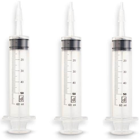 Dispomed Einwegspritze Blasenspritze Katheterspritze Wundspritze 50ml - 60ml mit Luer-Adapter, steril, latexfrei, mit doppeltem Dichtungsring (3 Spritzen)