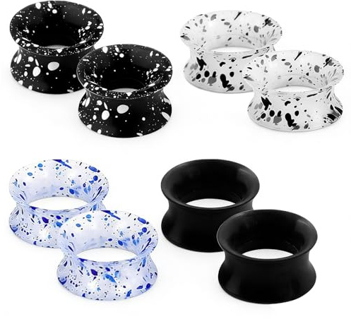 ZENGSING 4 Paires Silicone Tunnel Plug Gauge Earrings Écarteur d Oreilles en Silicone nsemble de Tunnels d'Oreille en Silicones Flexibles Coloré Plug Ecarteur Oreille Tunnels Pour Femme Homme