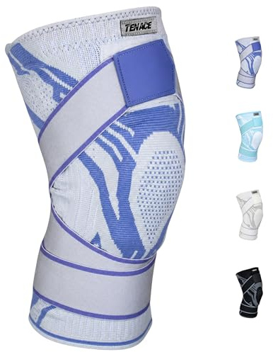 Tenace BJJ Knieschoner mit Gelpolster und Stabilisierung – Kniebandage für Grappling, Ringen, MMA, Jiu Jitsu, Judo und Muay Thai – Kompression, Halt und Schutz (1, Blau, Medium)
