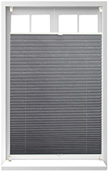 Relaxdays 10021311_744 Plissee Rollo ohne Bohren, Polyester, Kunststoff, Grau, 100.5 x 2 x 130 cm