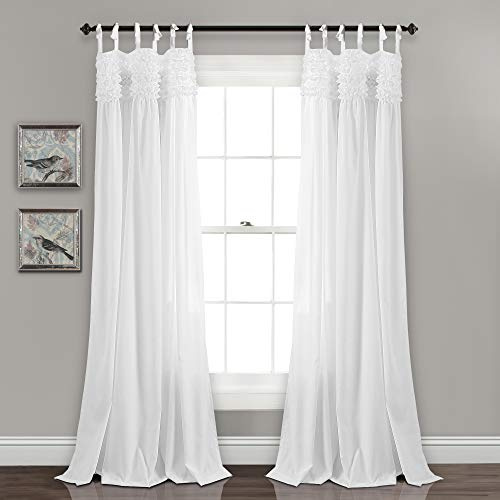 Lush Decor Lydia Vorhänge, Rüschen, Fensterpaneel-Set, für Wohnzimmer, Esszimmer, Schlafzimmer, 213,4 x 101,6 cm, Weiß