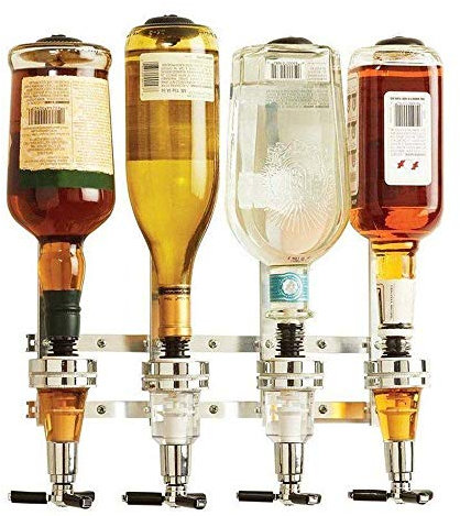 Bottle Stand Bar, 4 Bottle Rotary Wall Mount Drinks Optics Dispenser Wine 25ml Spirits Bar Butler (4 Heads)