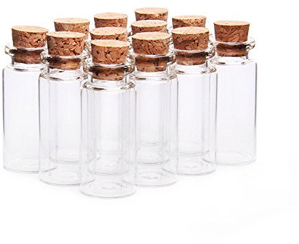 YFZYT 50 Stück Mini Glasfläschchen mit Korkverschluss/Kleine Glasflaschen/Mini Klar Flasche/Mini Fläschchen mit Korken für Scents, Öle, Gewürze, Hochzeit, Schmuck, Nachricht, Kleine Geschenke, 10 ML