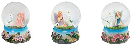 Major-Q G8028082 Schneekugel mit Fee und Einhorn, 8,9 cm, 3-teiliges Set
