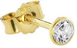 NKlaus Einzel Ohrstecker echt Gold 585er 14 Karat 3,5mm Cubic Kristall Zirkonia Damen Herren Kinder 1748