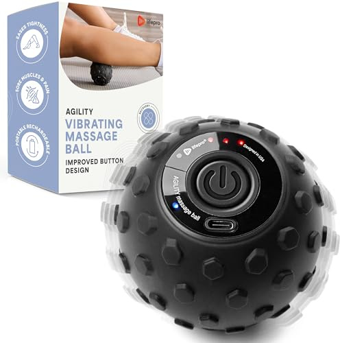 LifePro Balle de massage vibrante à 4 vitesses - Balle de lacrosse révolutionnaire pour thérapie des tissus profonds - Balle de massage pour fasciite plantaire, thérapie de yoga, mobilité, relâchement