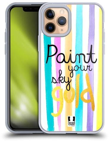 Head Case Designs Vertical Expresiones Doradas Caso Funda de Gel Suave Compatible con Apple iPhone 11 Pro