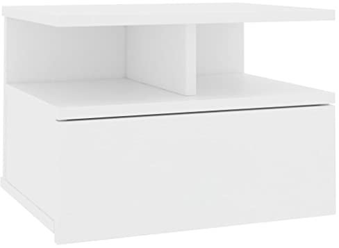 vidaXL Nachttisch Hängend Schublade offene Fächer Nachtkommode Nachtschrank Nachtkonsole Wandboard Wandregal Weiß 40x31x27cm Holzwerkstoff