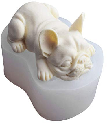NUOBESTY 3D Französische Bulldogge Silikonform Fondantkuchen Backform Praline Lotion Riegel Polymer Clay Machen Weiß