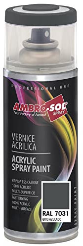 AMBRO-SOL - Pintura acrílica en spray, color Gris Azulado, RAL 7031, resultado profesional en múltiples superficies, exteriores e interiores, 400 ml
