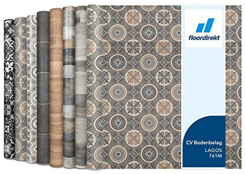 Floordirekt | Rouleaux, Dalles et lames PVC | 100 x 100 cm | Épaisseur de 2,7 mm | Revetement Idéal pour les passages intensifs cuisine, le salon, le couloir et la chambre | Lagos 761m