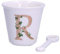 La Porcellana Bianca - Bicchierino Lettera R con Cucchiaino - Arredo Casa, Cucina - Linea Unico - Idea Regalo - Porcellana - 75 CC; Ø 6,7; h6 cm