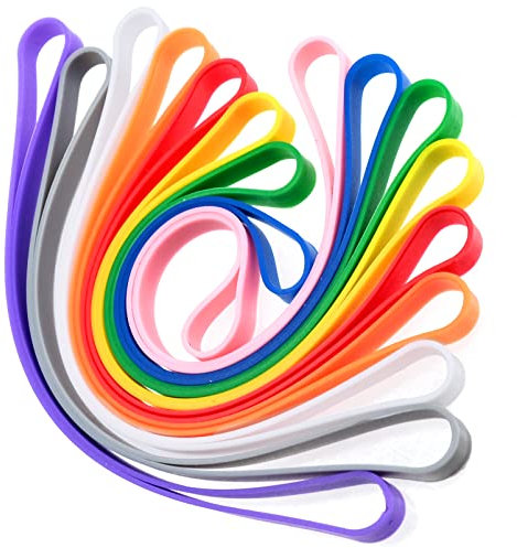 AMJKEJI 12 Stück Bunt Gummibänder Groß, 13.5cm Silikon Gummibänder Planer, Elastische Silikongummibänder für Hefte, Notizbücher, Kunst, Küche, Büro, Schule