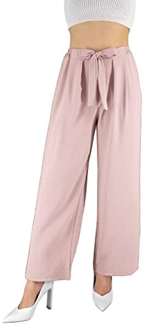 JOPHY & CO. Pantaloni Donna Elegante a Vita Alta con Fiocco Decorato (cod. 6303) (Rosa, L)
