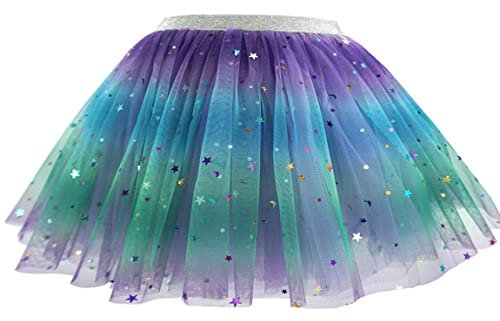 Gonna Tutù Ragazze Gonna Tulle Balletto Bambina Fata Arcobaleno 4 Strati Costume Principessa per Feste Spettacolo Danza Compleanno Vita Quotidiana Fotografia Gioco a Scuola Vestito 3-8 Anni (blu)