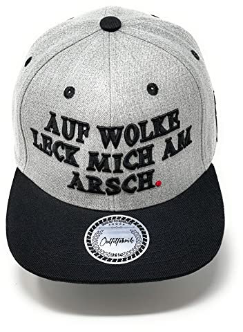 Outfitfabrik Snapback Cap Auf Wolke leck Mich am Arsch in grau mit schwarzem Schirm und 3D-Stick in schwarz (Statement, Spruch), One Size, verstellbar