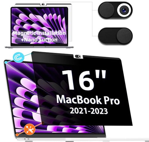 Privacy Screen MacBook Pro 16 Inch (2021-2024, M1, M2, M3, M4) -A3403,A2991,A2780,A2485, Magnetic Removable Matte Anti Blue Light Glare Filter 16inch Privacy Screen Protector for Mac Pro 16.2 Laptop